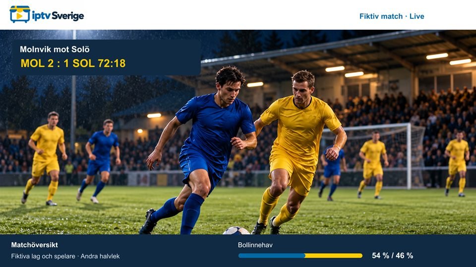 Fiktivt sportgränssnitt med matchinformation och ställning.